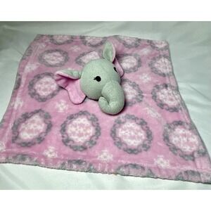 HB Snuggle Baby Pink Elephant Security Blanket Lovey Plush Soft‎ 14" x 14"